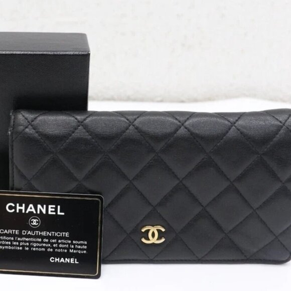 Chanel Black Quilted Lambskin Classic Long Flap Wallet - Picture 1 of 14